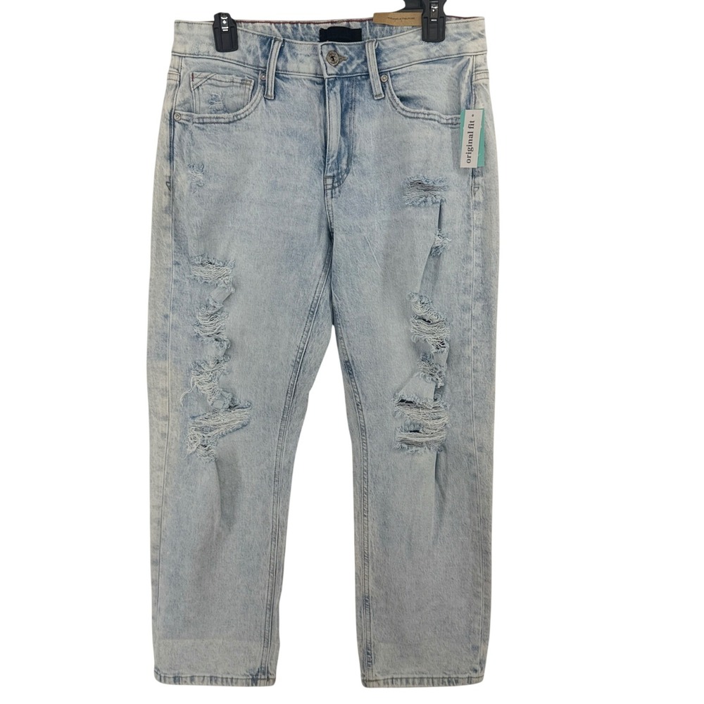 Edgely Relaxed Boyfriend Crop Jeans Women 8 Light Wash Distressed Mid Rise NWT